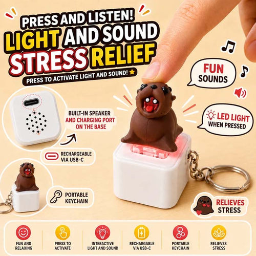 🦭Rechargeable Seal Sound Keychain – Light-Up Press Toy