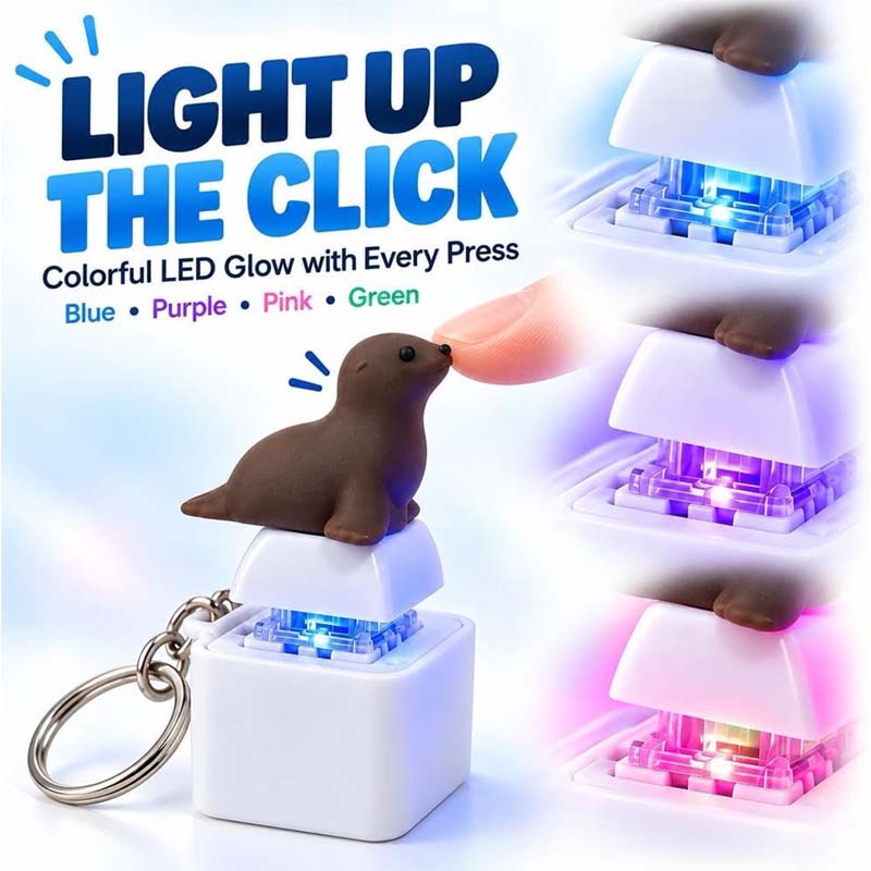 🦭Rechargeable Seal Sound Keychain – Light-Up Press Toy