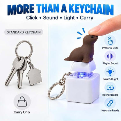 🦭Rechargeable Seal Sound Keychain – Light-Up Press Toy