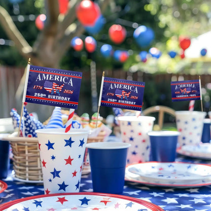 America 250th Birthday Handheld Flags – 1776–2026 Patriotic Mini Stick Flags for Independence Day Celebrations