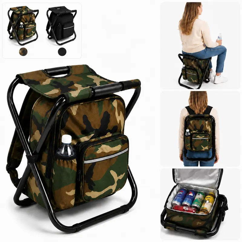 TYIIPLUS™ 3-in-1 Folding Backpack Stool with Insulated Cooler Bag