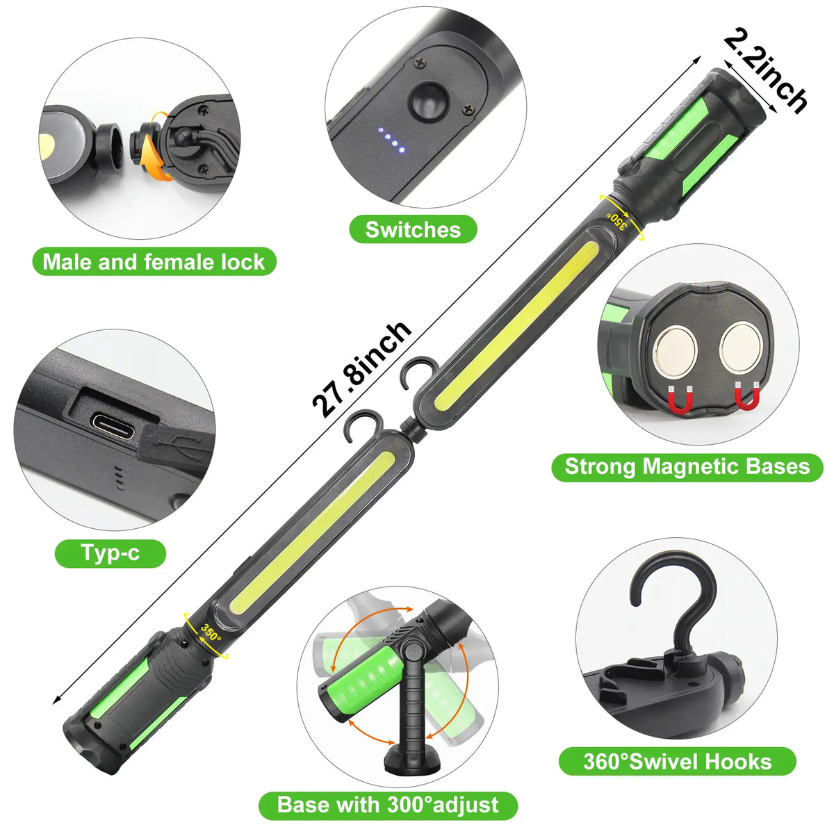 TYIIPLUS™ 2400LM Rechargeable LED Work Light Bar