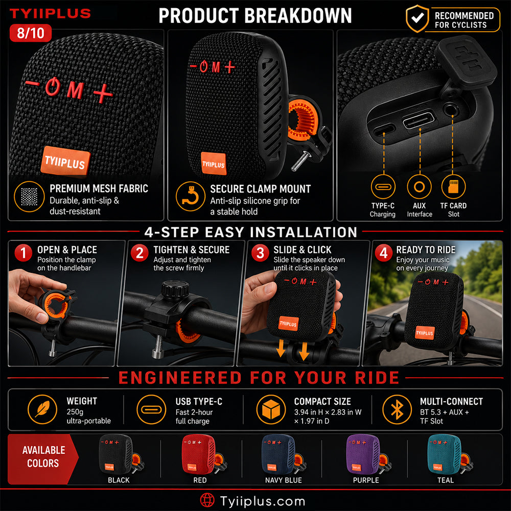 Waterproof Bicycle Bluetooth Speaker with Mounting Bracket