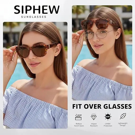 TYIIPLUS™ Polarized Fit-Over Sunglasses for Women - Stylish UV400 Over-Glasses Sunglasses for Prescription Eyewear