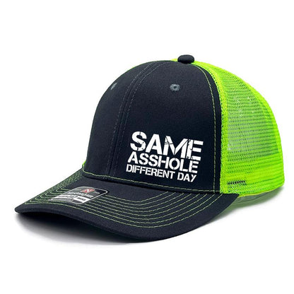 TYIIPLUS™ “Same Asshole Different Day” Funny Trucker Hat – Unisex Adjustable Mesh Snapback Cap