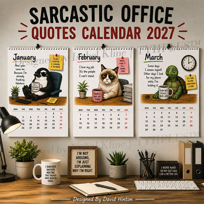 😏 Sarcastic Office Quotes 2027 Wall Calendar