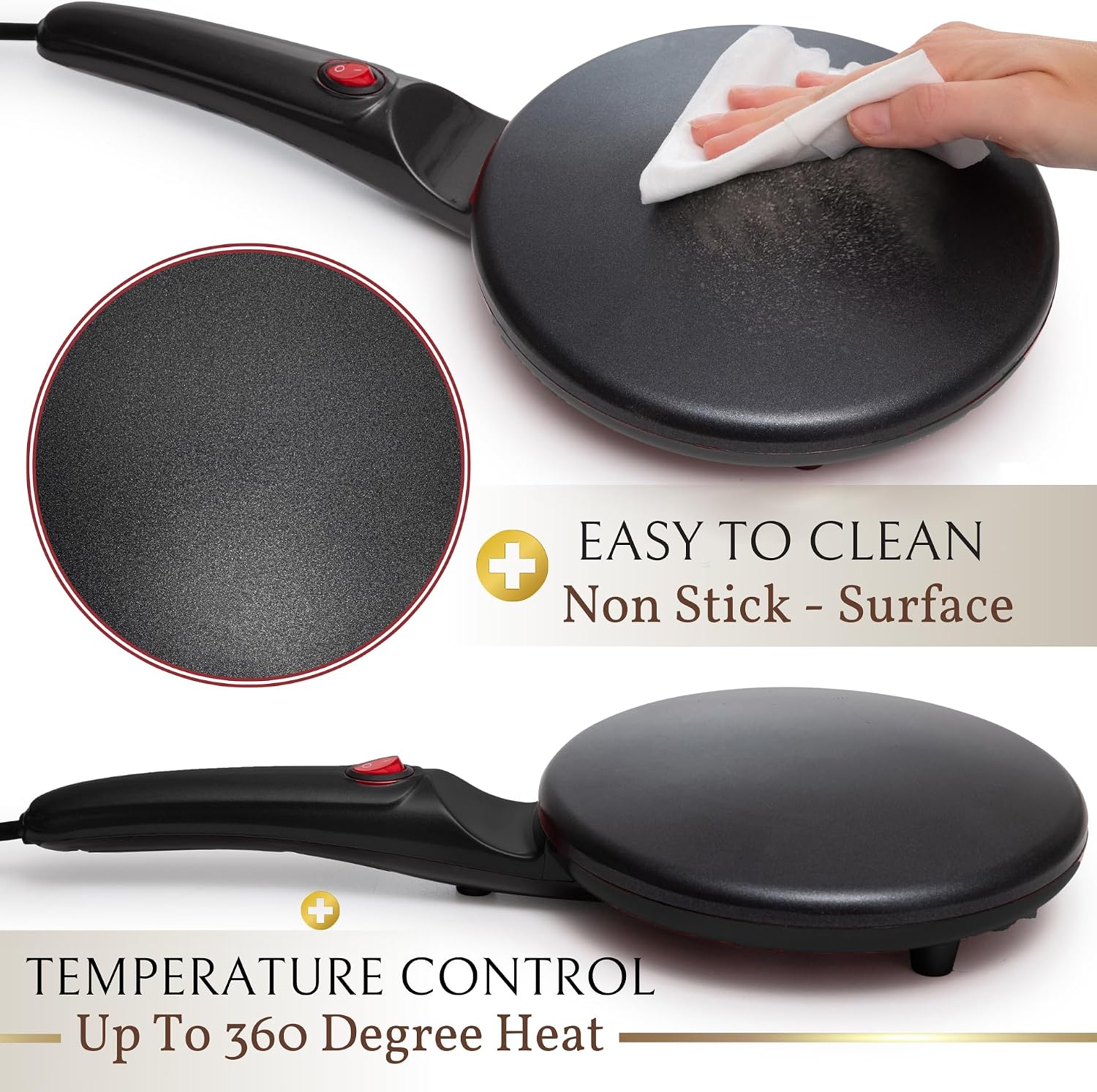 TYIIPLUS Portable 8-Inch Nonstick Electric Crepe Maker