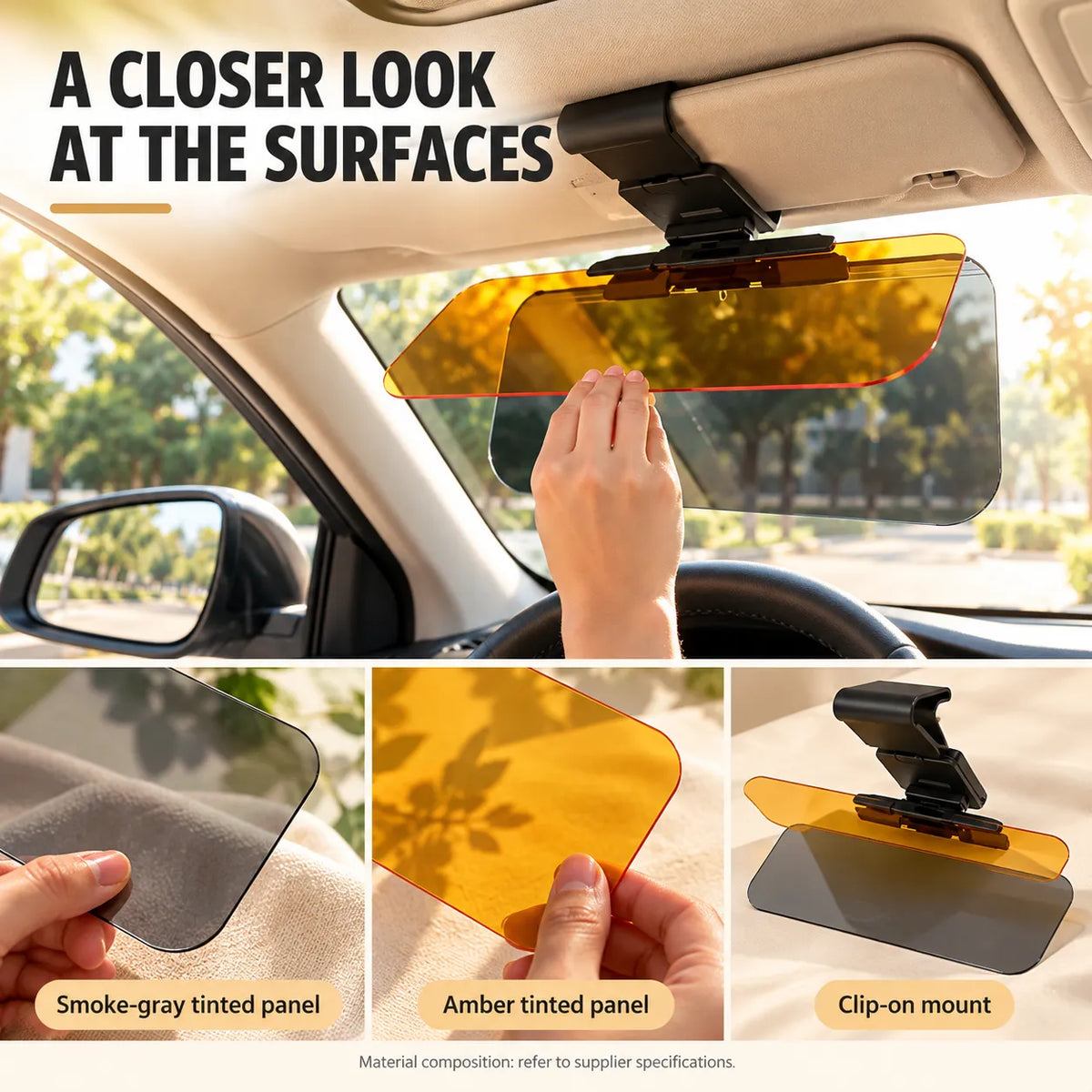 Dual-Panel Clip-On Car Sun Visor