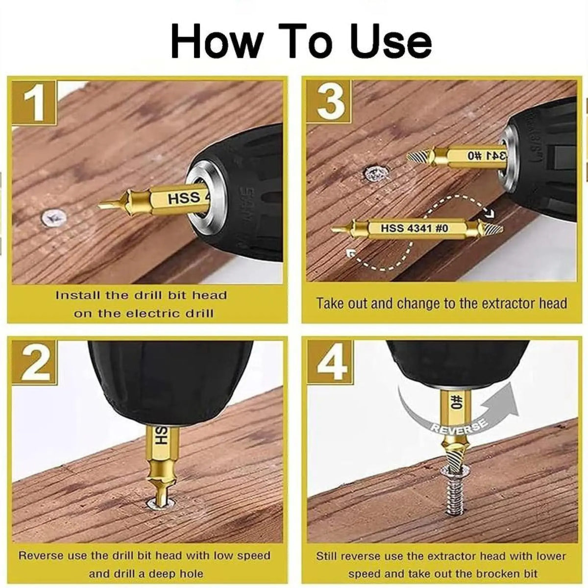 Stripped & Broken Screw Remover Set – 6 Pcs Easy Out Bolt Extractor, Double‑Head Design for Damaged Screws