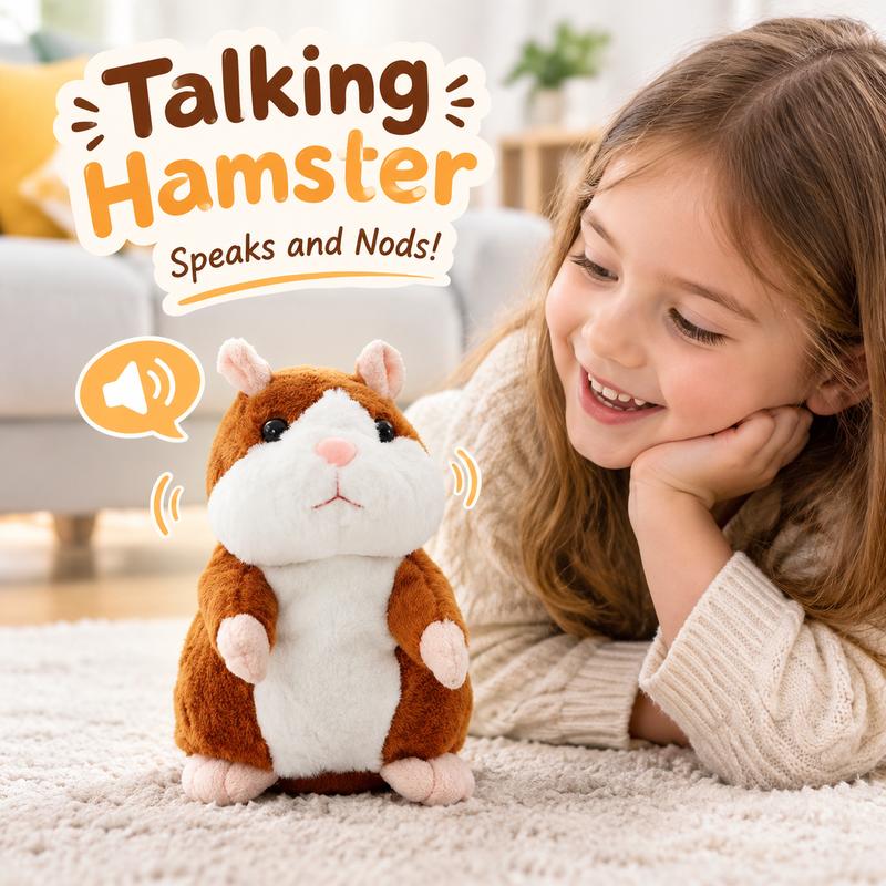 🐹 Talking Hamster Plush – Repeats Your Words & Shakes Its Head for Laugh-Out-Loud Fun 🎁
