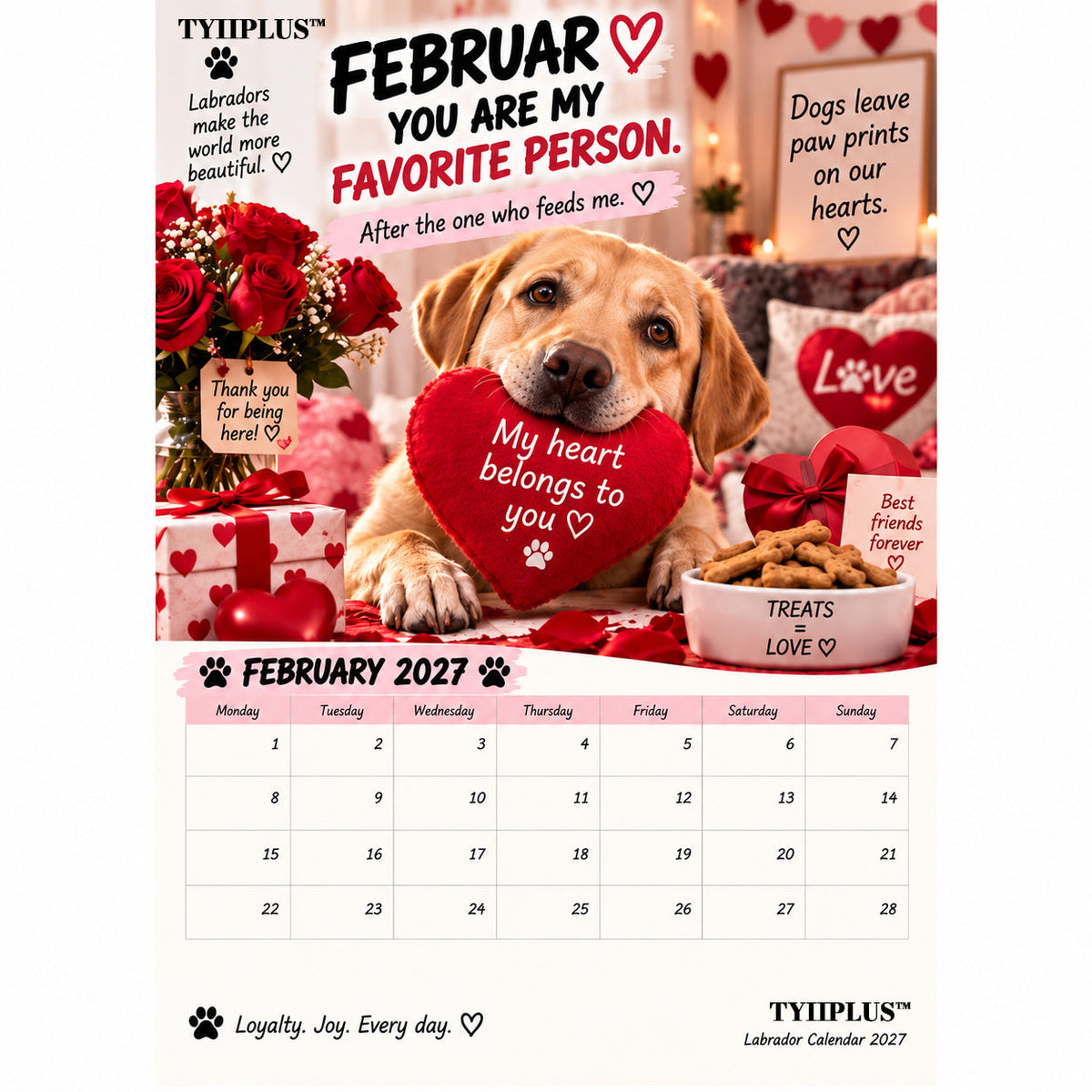 TYIIGOODS™ Labrador Calendar 2027 – Funny 12-Month Wall Calendar for Labrador Lovers & Dog Owners