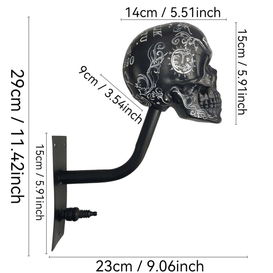 TYIIPLUS™ Skull Motorcycle Helmet Holder – Punk Skull Wall Mount Rack for Helmets, Jackets & Garage Decor