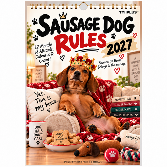TYIIPLUS™ 2027 Funny Dachshund Wall Calendar – Sarcastic Sausage Dog Calendar, A4 Monthly Dog Lover Gift