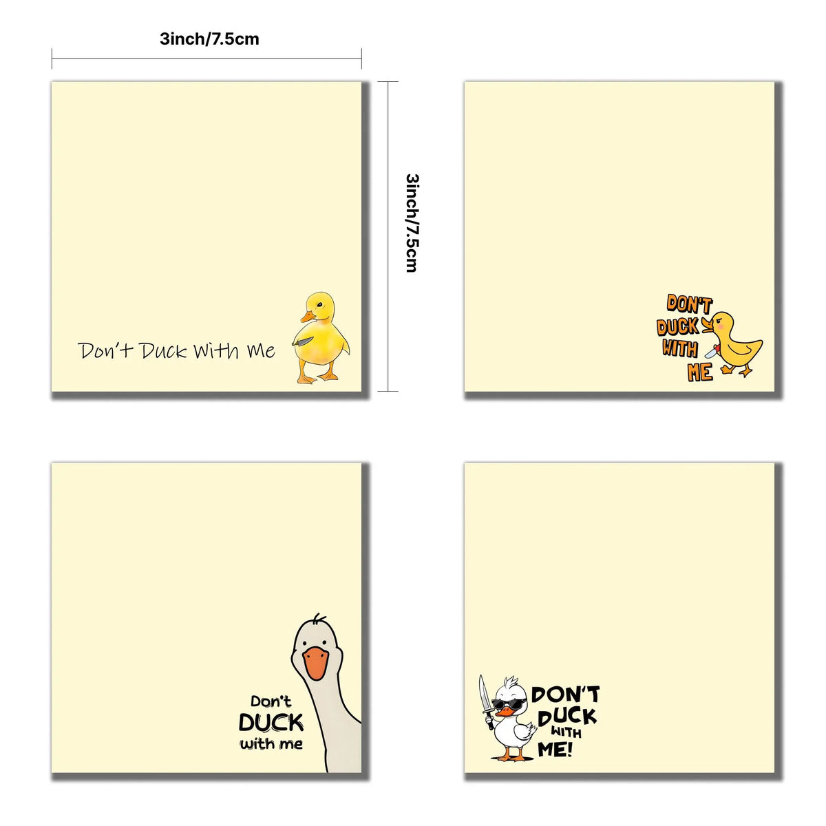 Don’t Duck With Me! Funny Anti-Anxiety Sticky Notes (4-Pack)