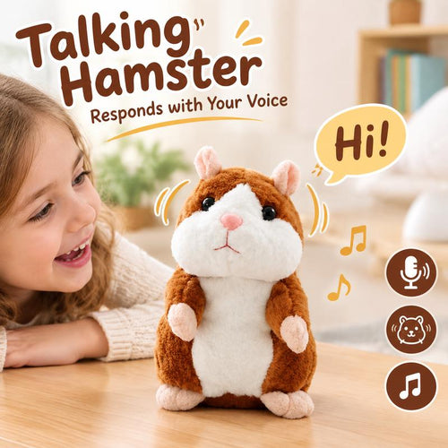 🐹 Talking Hamster Plush – Repeats Your Words & Shakes Its Head for Laugh-Out-Loud Fun 🎁
