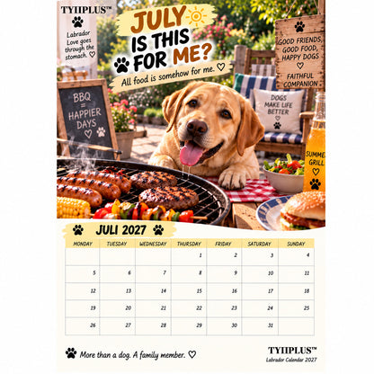 TYIIGOODS™ Labrador Calendar 2027 – Funny 12-Month Wall Calendar for Labrador Lovers & Dog Owners