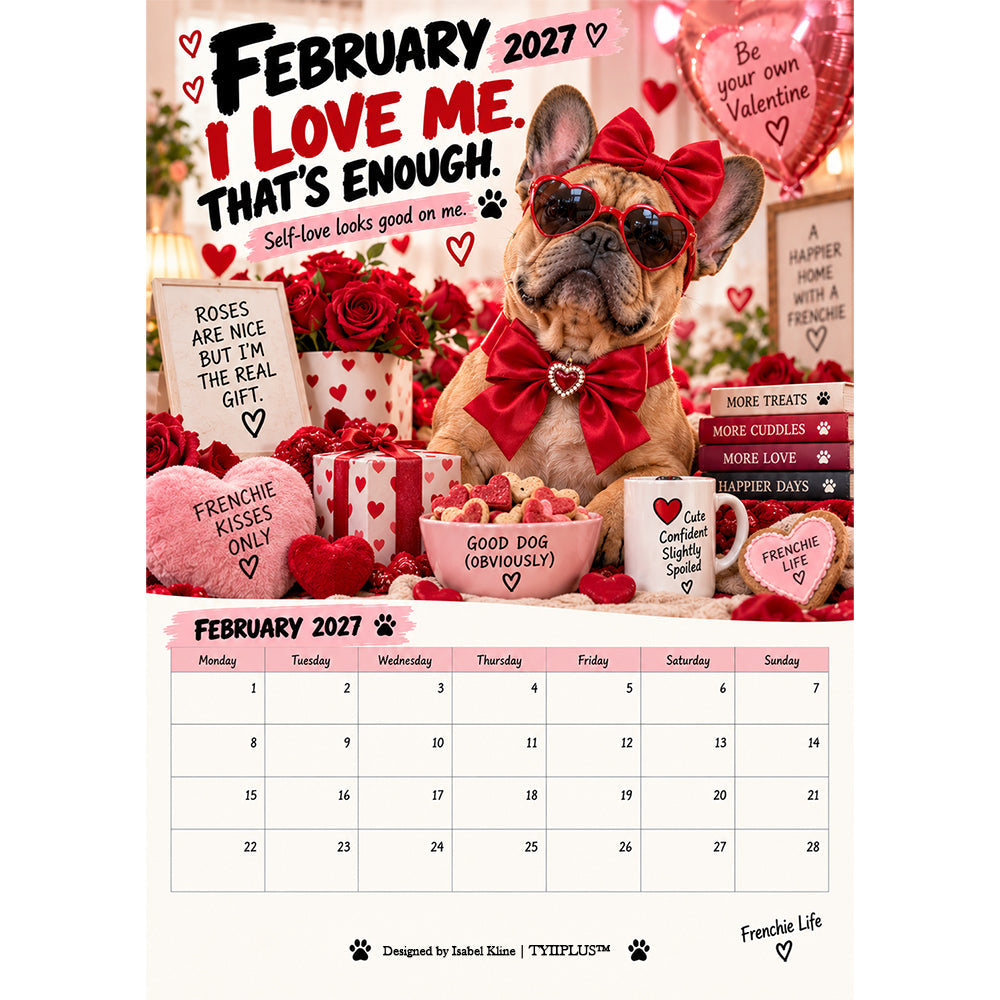 TYIIGOODS™ 2027 French Bulldog Calendar – Funny Frenchie Wall Calendar, 12-Month Dog Calendar for French Bulldog Lovers
