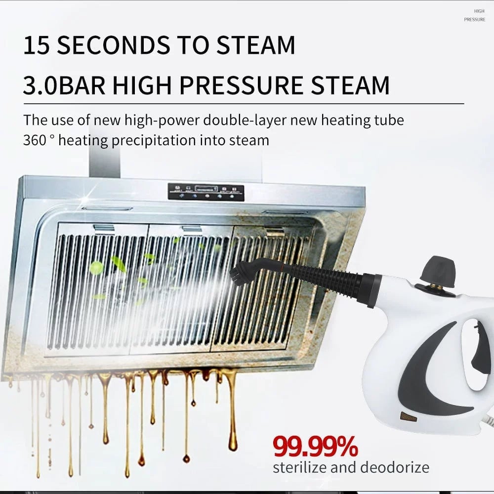 Handheld Pressurized Steam Cleaner with 12-Piece Accessory Kit