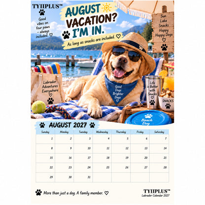 TYIIGOODS™ Labrador Calendar 2027 – Funny 12-Month Wall Calendar for Labrador Lovers & Dog Owners