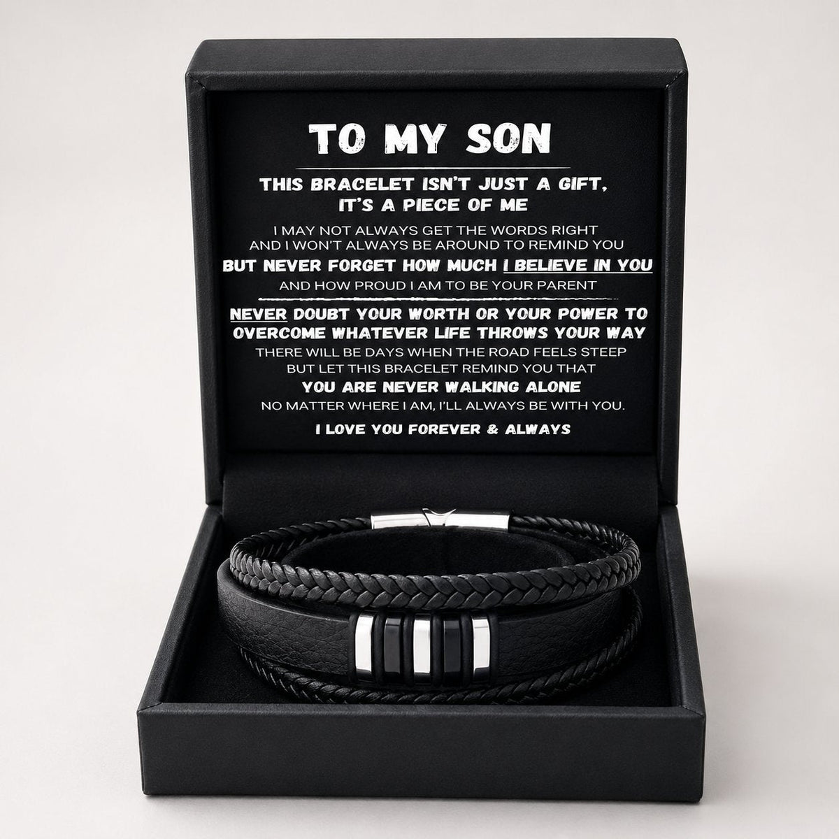 🖤To My Son — Never Walk Alone Braided Bracelet Set