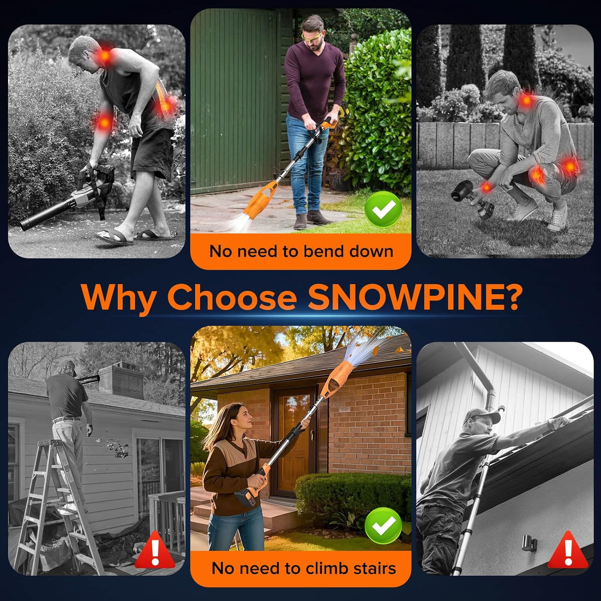 TYIIPLUS Handheld Cordless Leaf Blower with Adjustable & Foldable Pole