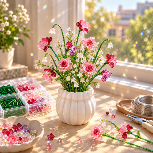 🌼✨DIY Beaded Wildflower Bouquet Kit – Handmade Crystal Flower Craft Set🌸✨