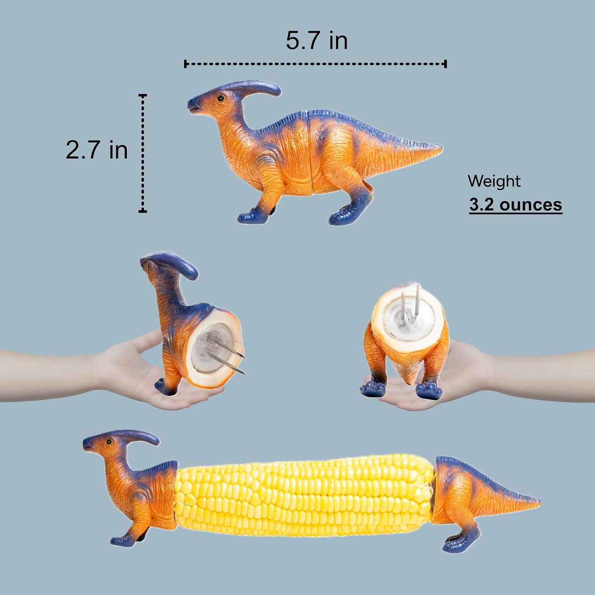 🦕💥2026 New Dinosaur Corn Holders for Corn On The Cob - Funny Corn Cob Holder for Kids and Adults with Stainless Steel Prongs