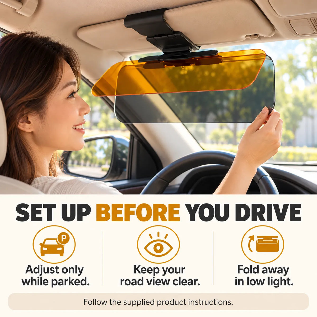 Dual-Panel Clip-On Car Sun Visor