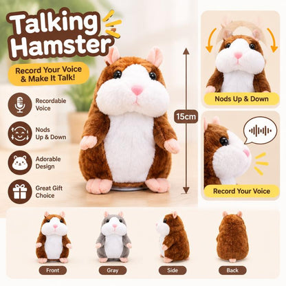 🐹 Talking Hamster Plush – Repeats Your Words & Shakes Its Head for Laugh-Out-Loud Fun 🎁