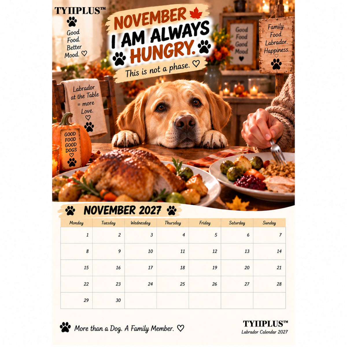 TYIIGOODS™ Labrador Calendar 2027 – Funny 12-Month Wall Calendar for Labrador Lovers & Dog Owners