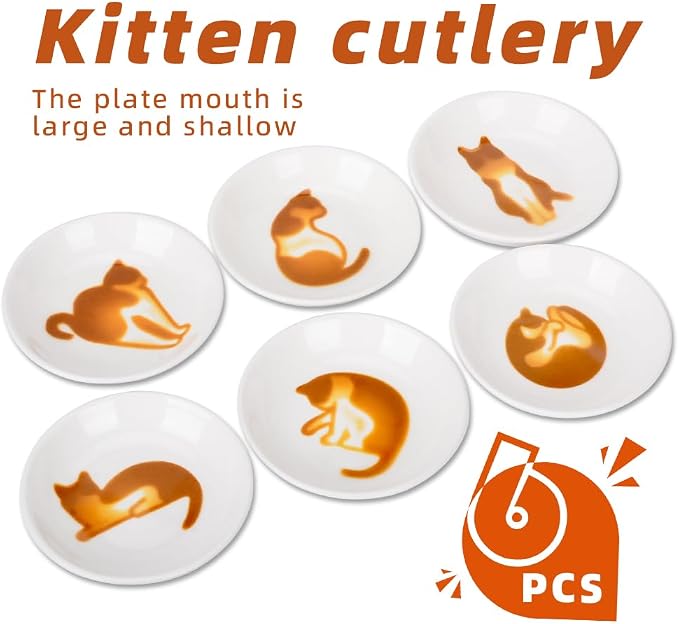 🐱Cute Cat Ceramic Sauce Dishes – Set of 6
