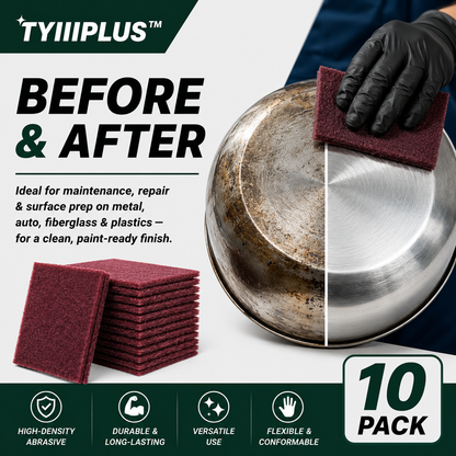 TYIIPLUS™ 3.4" × 4.9" Maroon Scuff Pads (10-Pack)