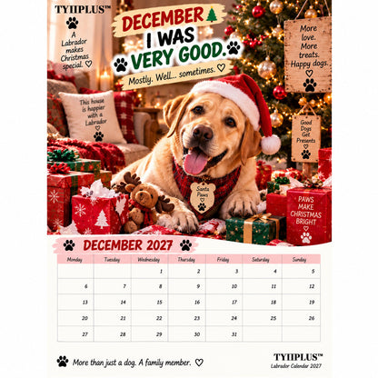 TYIIGOODS™ Labrador Calendar 2027 – Funny 12-Month Wall Calendar for Labrador Lovers & Dog Owners