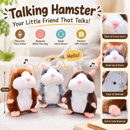 🐹 Talking Hamster Plush – Repeats Your Words & Shakes Its Head for Laugh-Out-Loud Fun 🎁