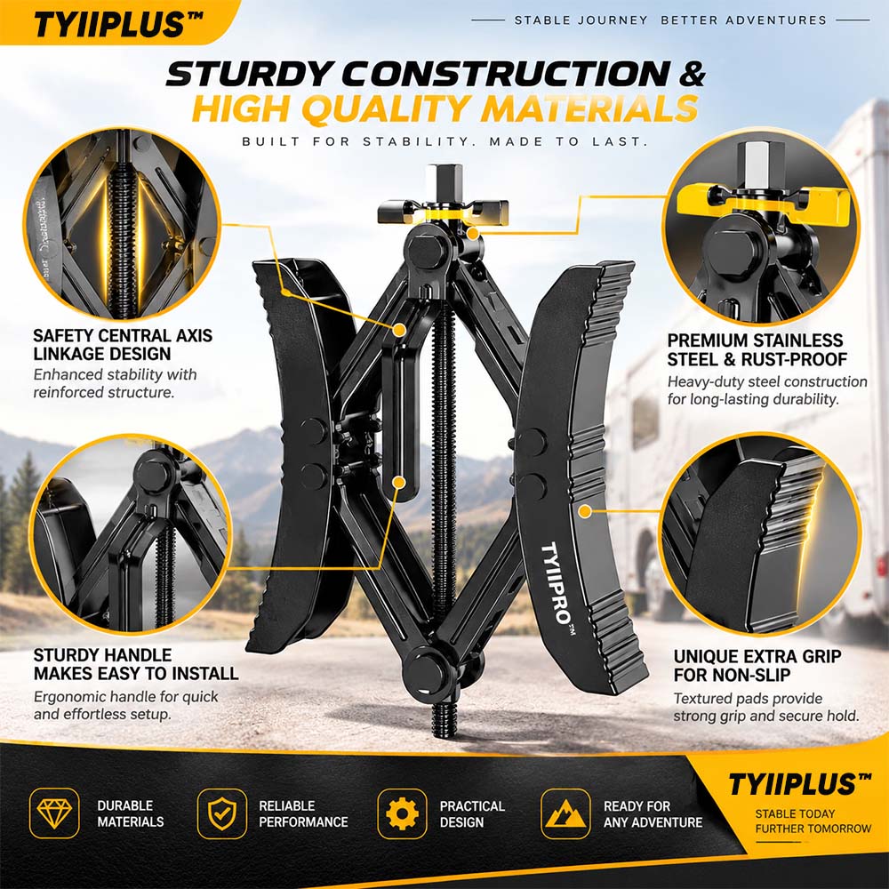 TYIIPLUS™ RV Tire Stabilizer – X-Shaped Dual Tire Chock for Travel Trailers, Motorhomes & Campers