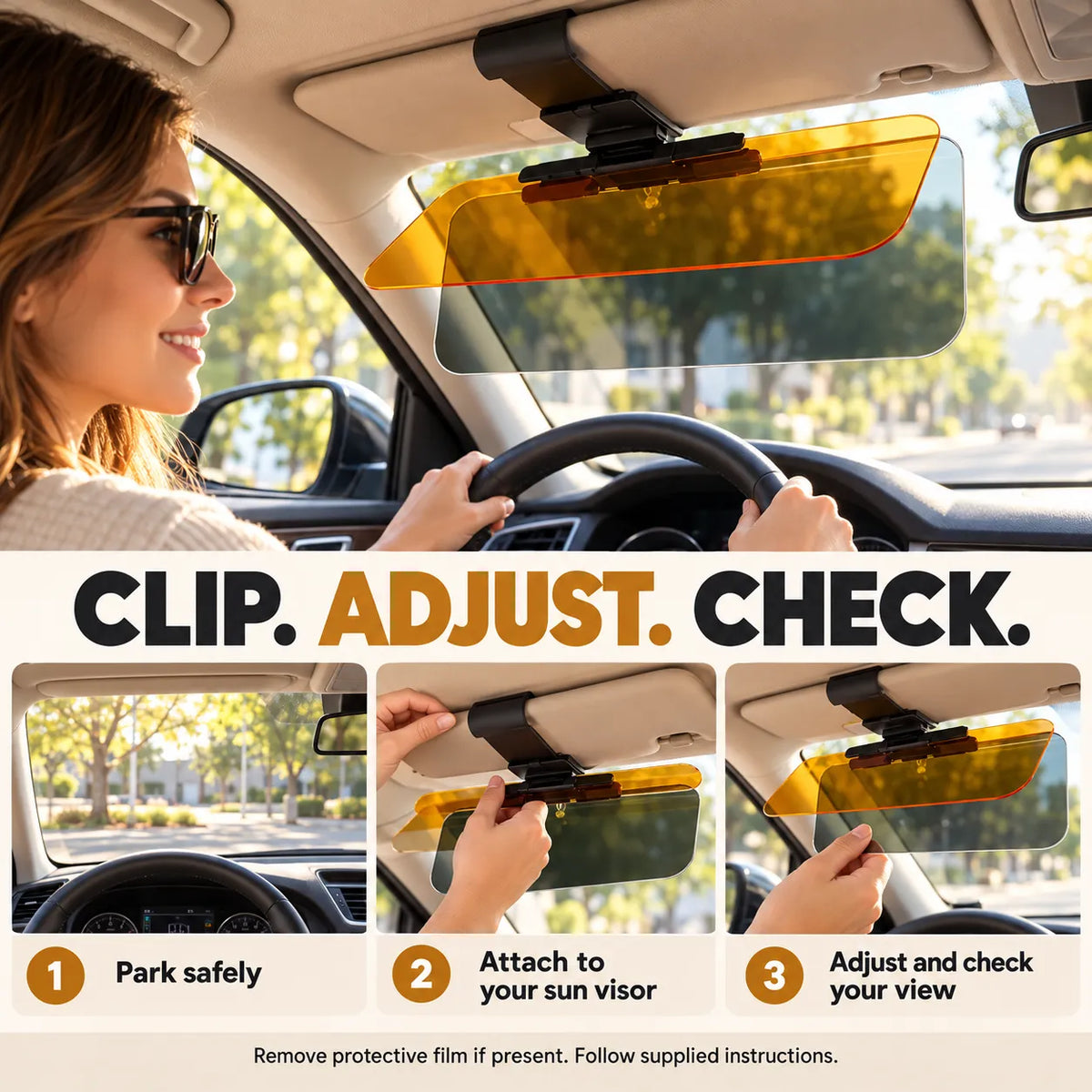 Dual-Panel Clip-On Car Sun Visor