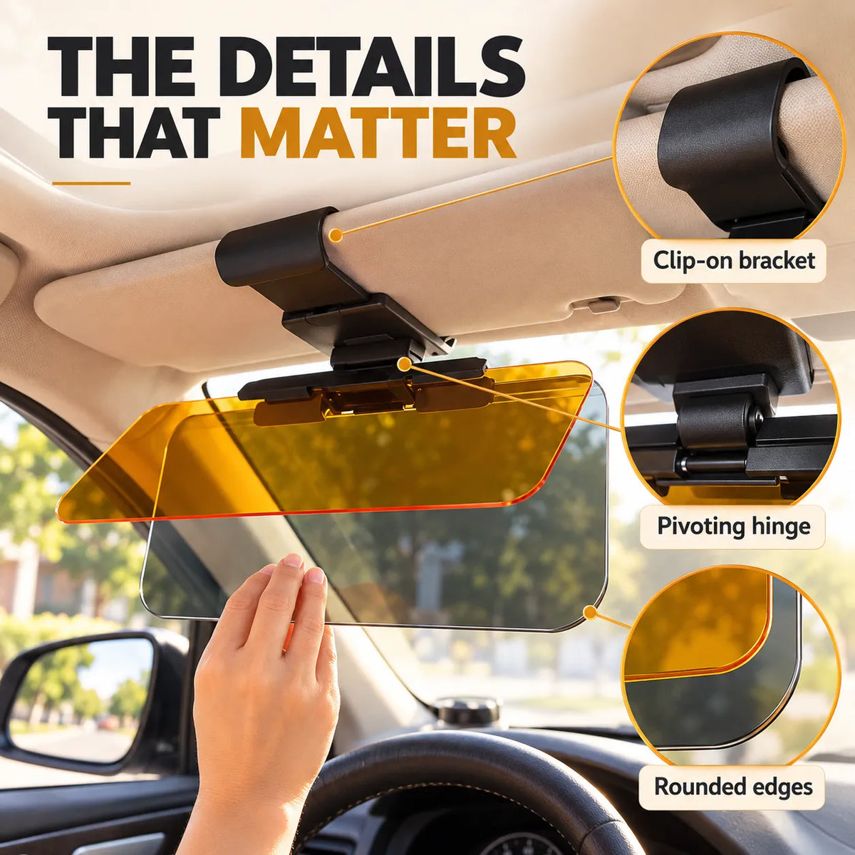 Dual-Panel Clip-On Car Sun Visor