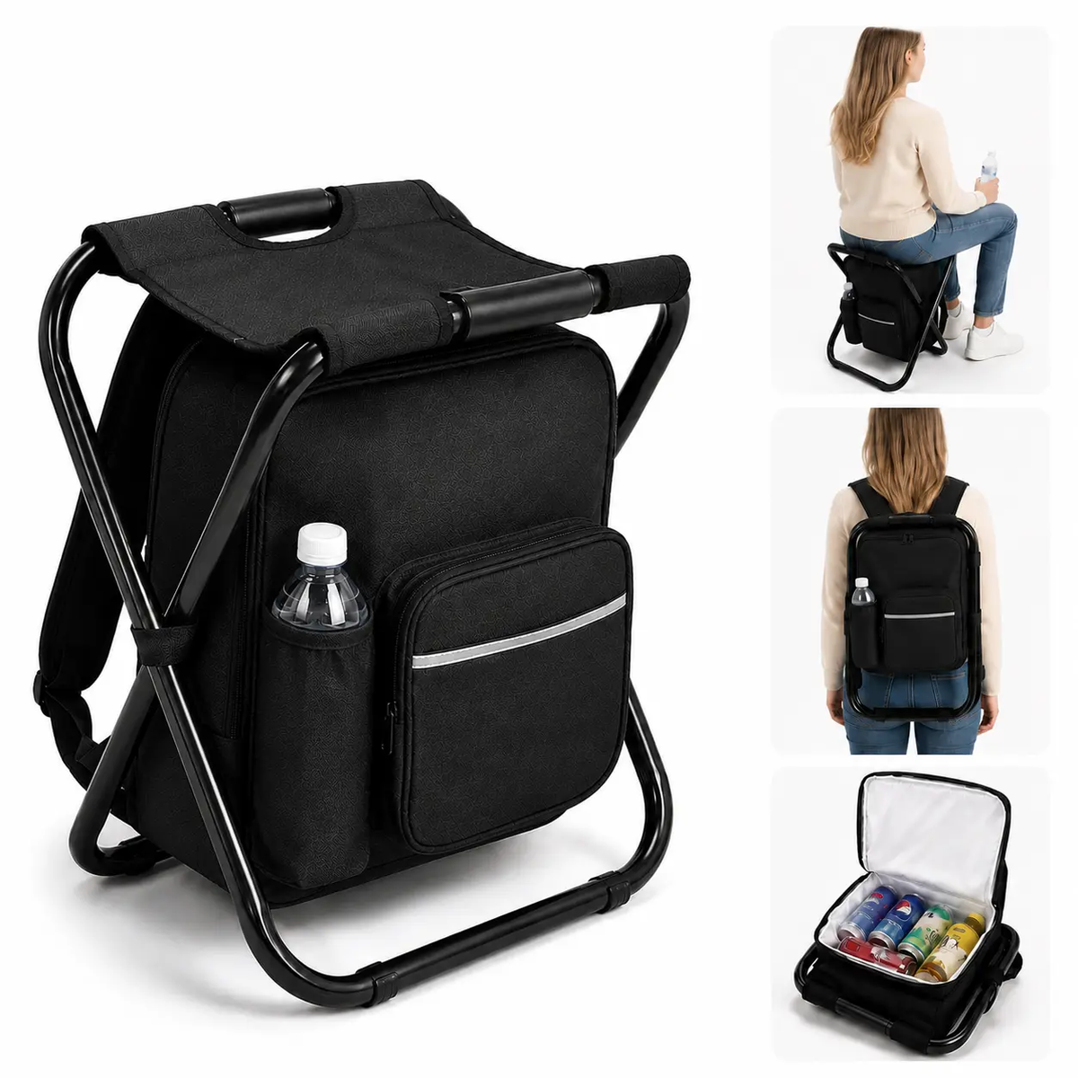 TYIIPLUS™ 3-in-1 Folding Backpack Stool with Insulated Cooler Bag