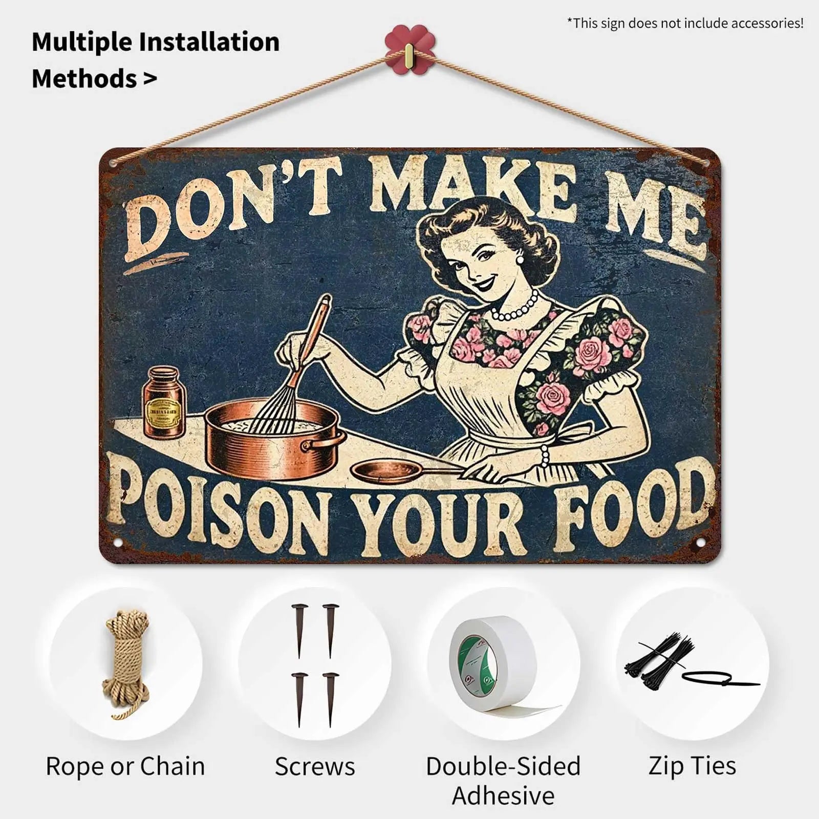 "Don't Make Me Poison Your Food" Funny Kitchen Metal Sign