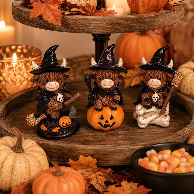 🎃🐮Halloween Highland Cow Witch Ornament