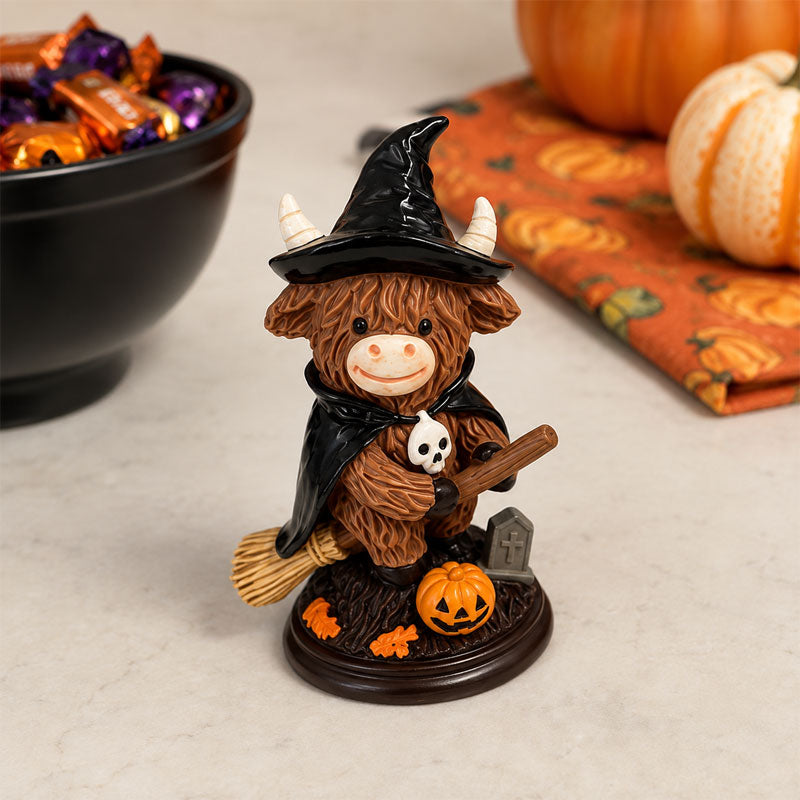 🎃🐮Halloween Highland Cow Witch Ornament