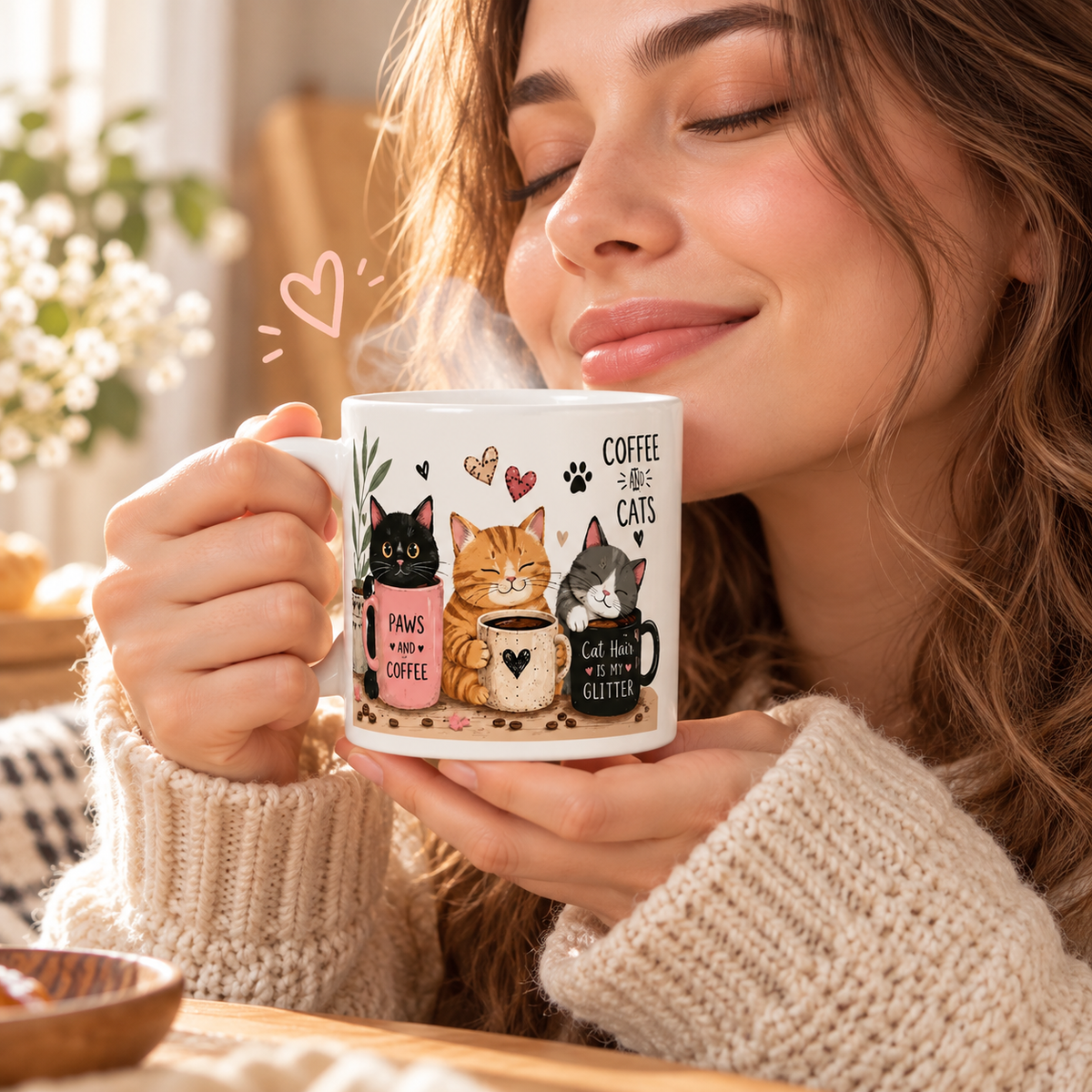 ☕🐱 Cozy Cat Coffee Mug, Cute Ceramic Cup for Cat Lovers