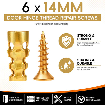 🔩 6×14mm Door Hinge Thread Repair Screws