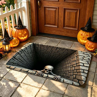 🎃 Halloween Front Door Mat – 3D Skull & Clown Horror Rug
