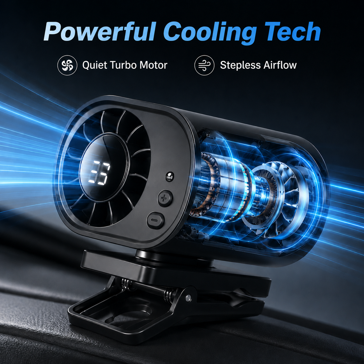 ❄️TYIIPLUS™ 199-Speed USB Rechargeable Clip-On Fan – Portable, Strong Clamp, Long-Lasting Battery for Car, Desk & Travel