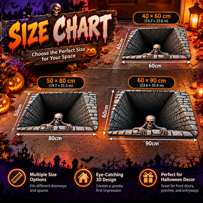 🎃 Halloween Front Door Mat – 3D Skull & Clown Horror Rug