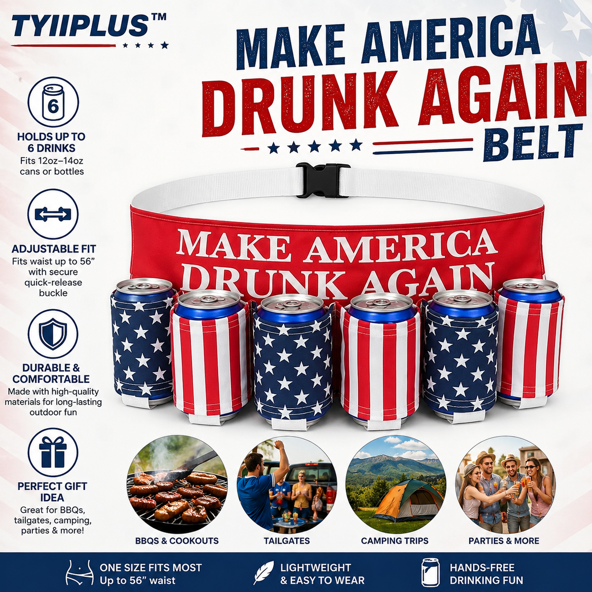 TYIIPLUS™ Patriotic 6-Can Drink Belt