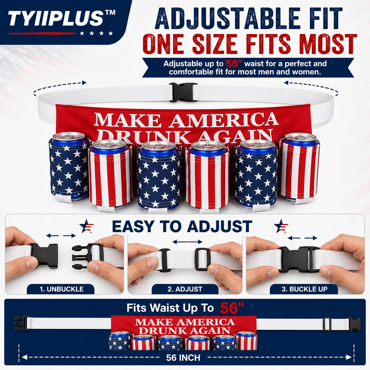 TYIIPLUS™ Patriotic 6-Can Drink Belt