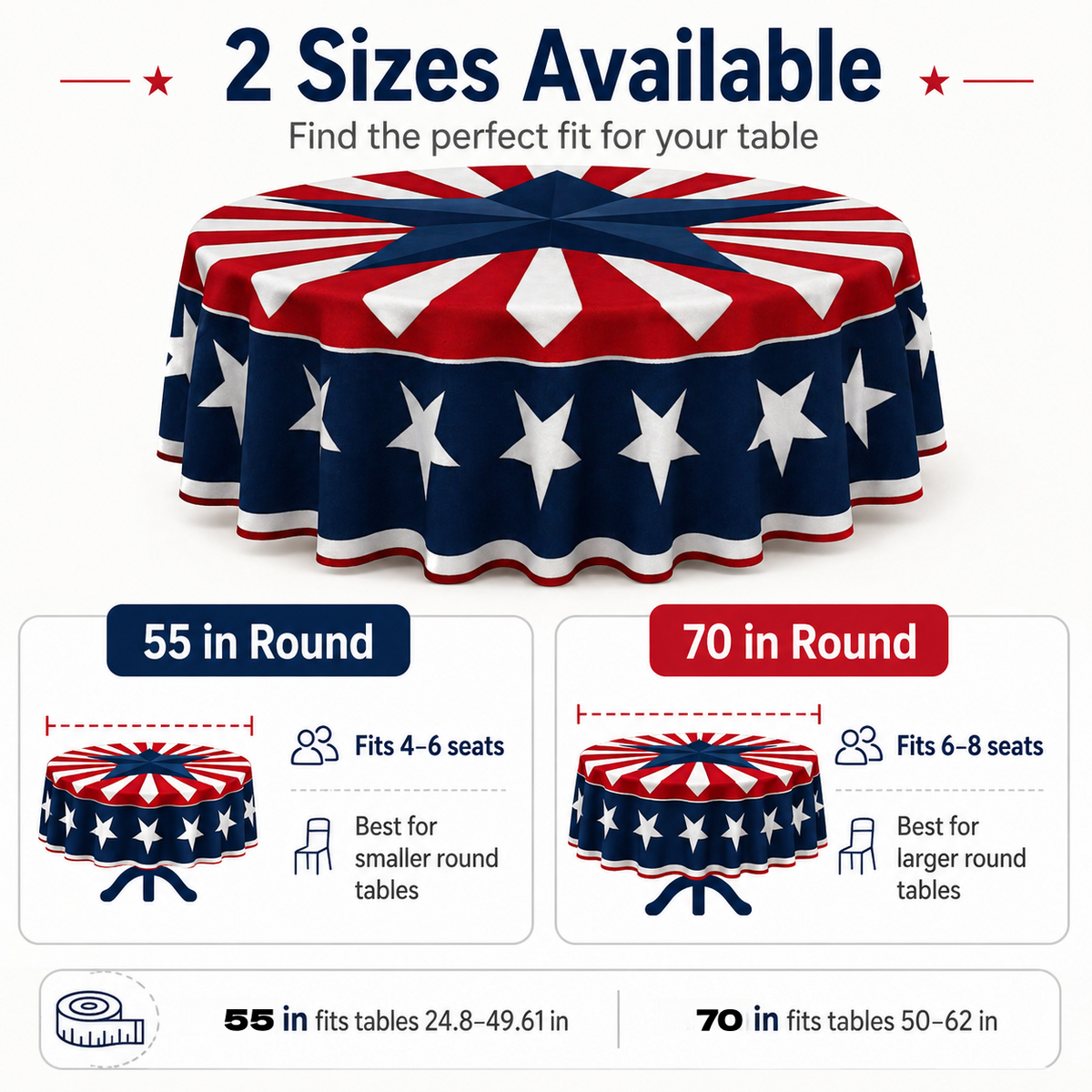 Patriotic Starburst Round Tablecloth