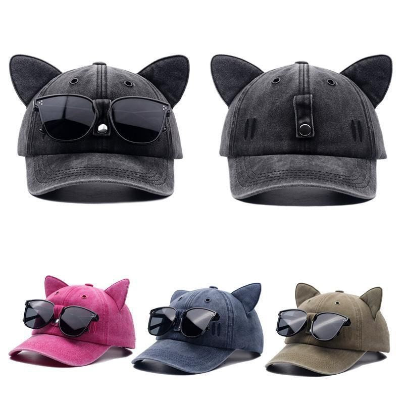 TYIIPLUS™ Y2K Cat Ear Baseball Cap with Detachable Sunglasses